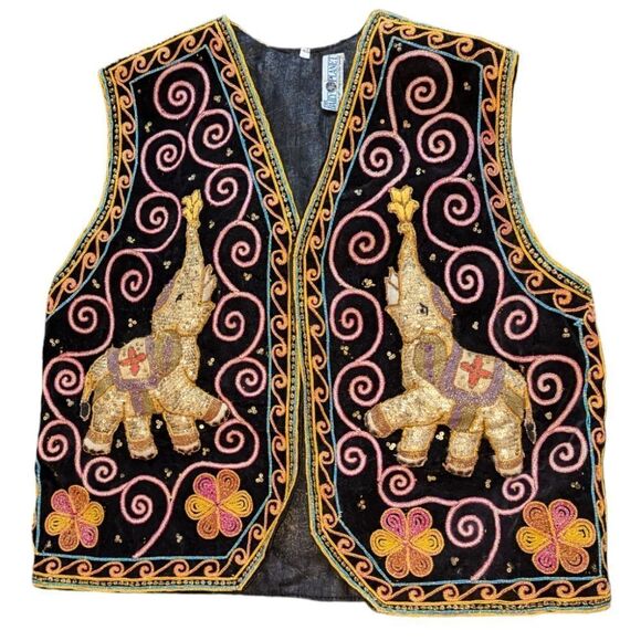 Vintage‎ Daily Planet embroidered vest embroidered elephant - Picture 1 of 6